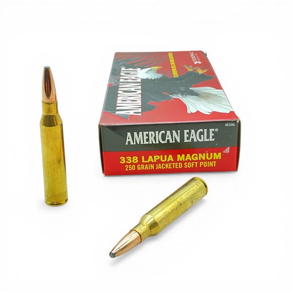American Eagle 338 Lapua Magnum, 250 Grain JSP Ammunition, 20 Rounds