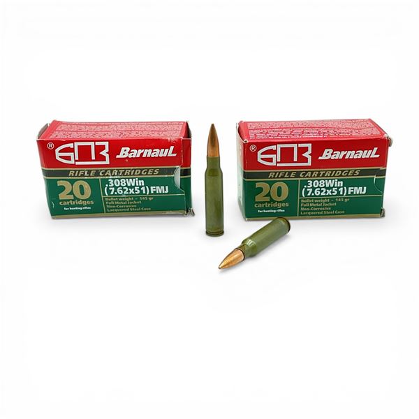 Barnaul .308 Win, 145 Grain FMJ Non-Corrosive Ammunition, 40 Rounds