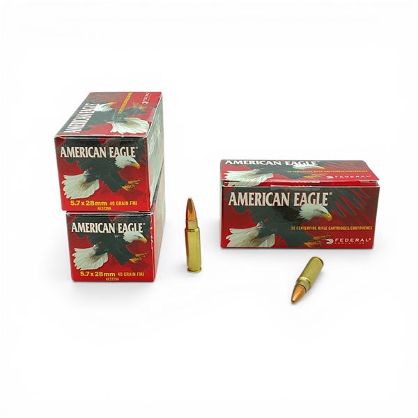 American Eagle 5.7x28mm, 40 Grain FMJ Ammunition, 150 Rounds