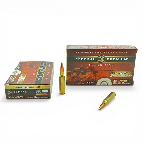 Federal Gold Metal .308 Win, 168 Grain Sierra Matchking Ammunition, 39 Rounds