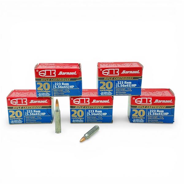 Barnaul .223 Rem, 62 Grain HPBT Non-Corrosive Ammunition, 100 Rounds