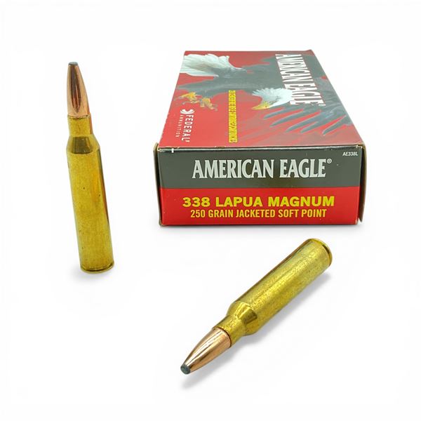 American Eagle 338 Lapua Magnum, 250 Grain JSP Ammunition, 20 Rounds