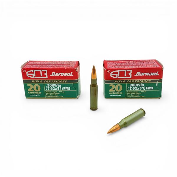 Barnaul .308 Win, 145 Grain FMJ Non-Corrosive Ammunition, 40 Rounds