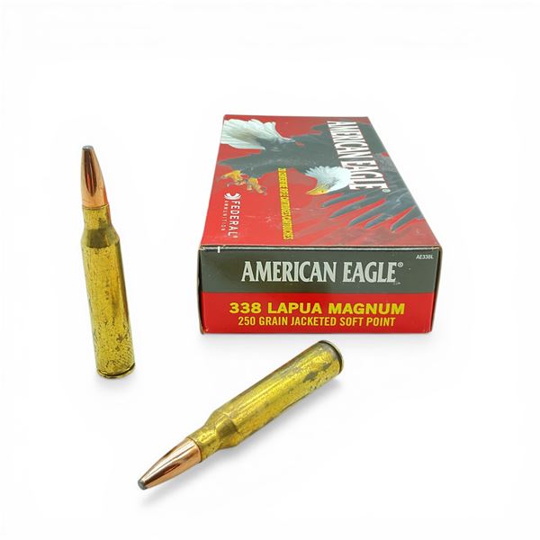 American Eagle 338 Lapua Magnum, 250 Grain JSP Ammunition, 20 Rounds