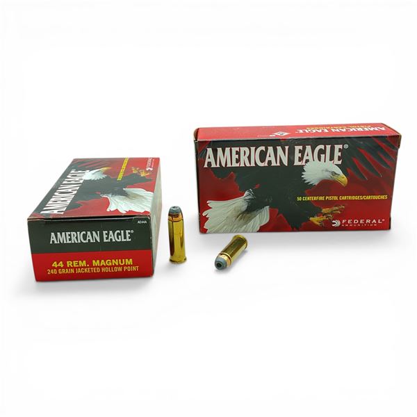 American Eagle 44 Rem Magnum, 240 Grain Jacketed Hollow Point Ammunition, 100 Rounds