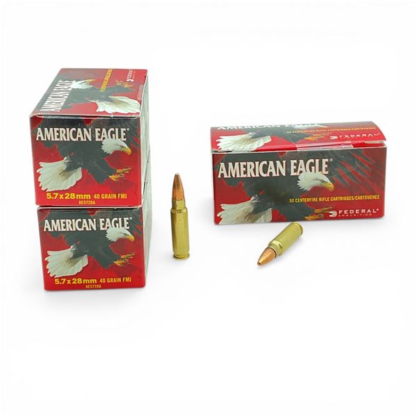American Eagle 5.7x28mm, 40 Grain FMJ Ammunition, 150 Rounds