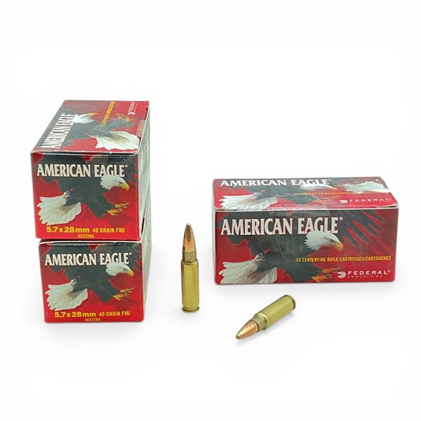 American Eagle 5.7x28mm, 40 Grain FMJ Ammunition, 150 Rounds