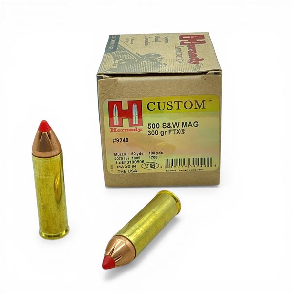 Hornady Custom 500 S&W Mag, 300 Grain FTX Ammunition, 20 Rounds
