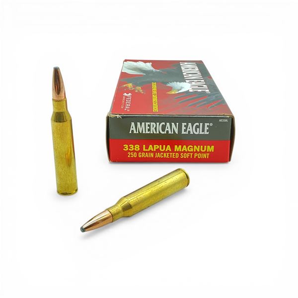 American Eagle 338 Lapua Magnum, 250 Grain JSP Ammunition, 20 Rounds