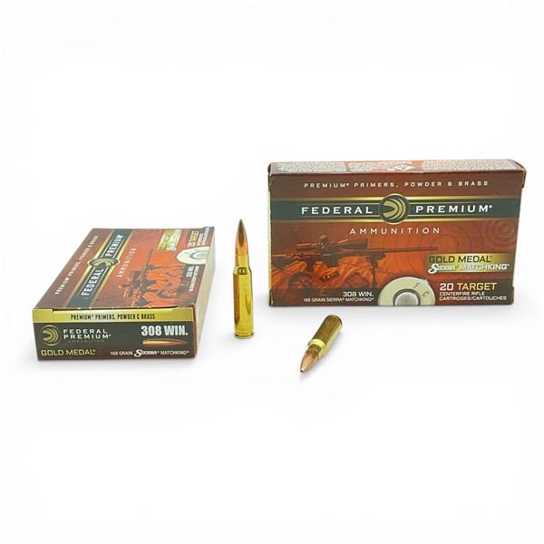 Federal Gold Metal .308 Win, 168 Grain Sierra Matchking Ammunition, 40 Rounds