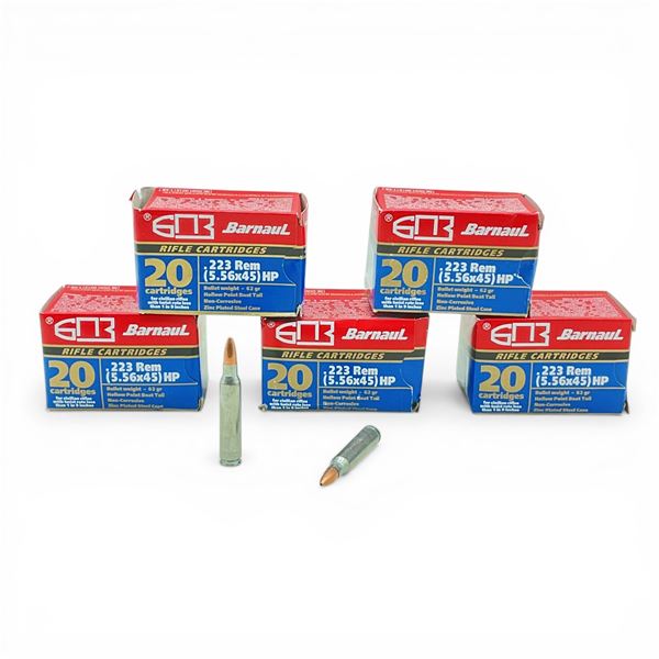 Barnaul .223 Rem, 62 Grain HPBT Non-Corrosive Ammunition, 100 Rounds