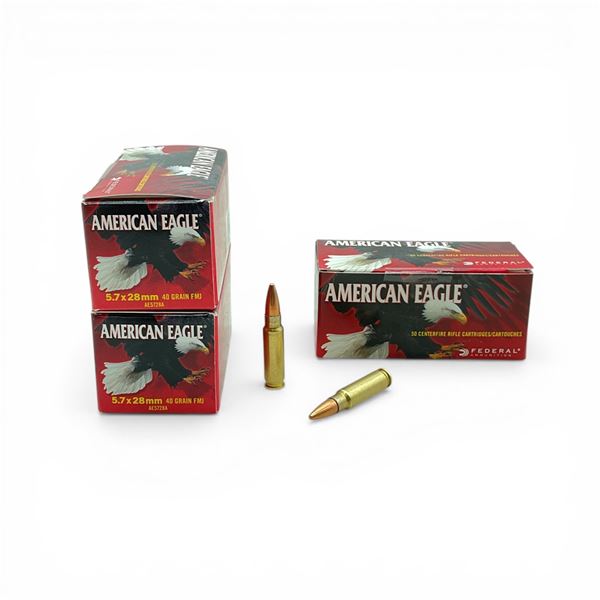 American Eagle 5.7x28mm, 40 Grain FMJ Ammunition, 150 Rounds