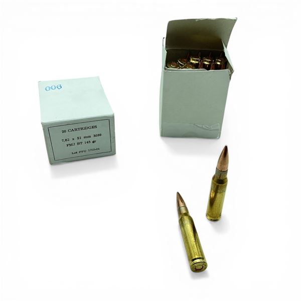 PPU 7.62x51mm M80, 145 Grain FMJ BT Ammunition, 40 Rounds