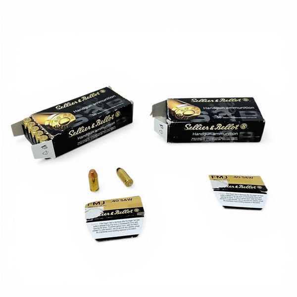 Sellier & Bellot .40 S&W, 180 Grain FMJ Ammunition, 100 Rounds