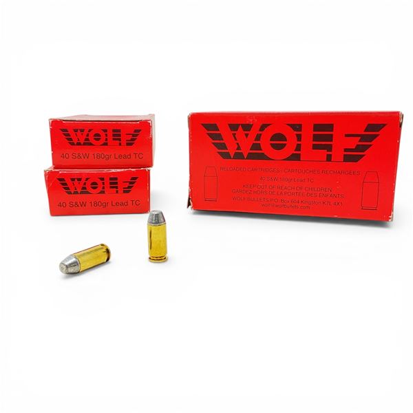Wolf .40 S&W, 180 Grain Lead TC Reloaded Ammunition, 150 Rounds