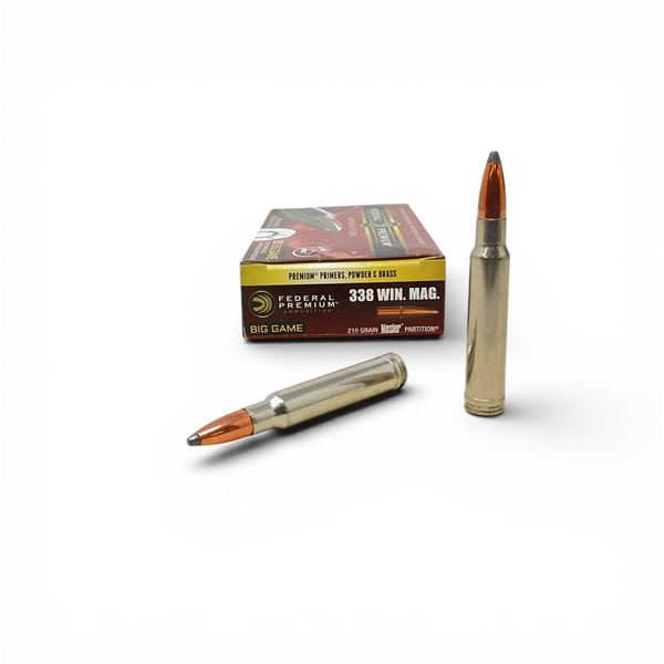 Federal Big Game .338 Win Mag, 210 Grain Nosler Partition Ammunition, 20 Rounds