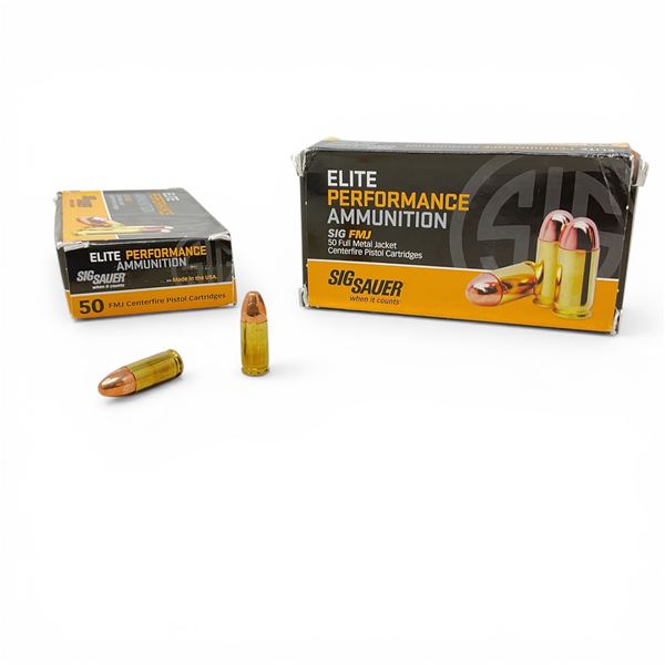 Sig Sauer 9mm Luger, 115 Grain FMJ Ammunition, 100 Rounds