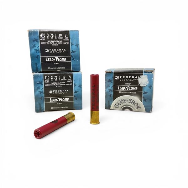 Federal Game Shok Lead 410 Ga, 3", 11/16 oz, #7.5 Shot Ammunition, 66 Rounds