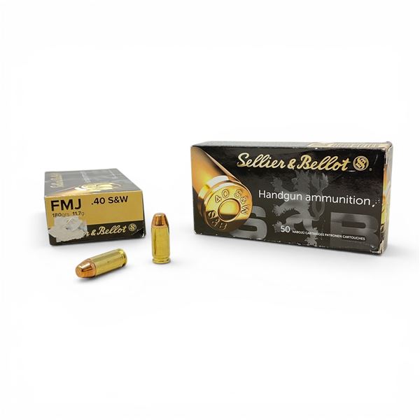 Sellier & Bellot .40 S&W, 180 Grain FMJ Ammunition, 100 Rounds