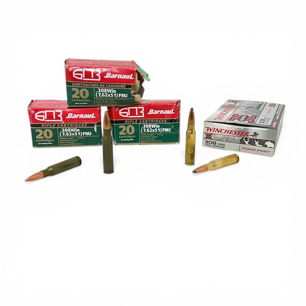 Barnaul .308 Win, 145 Grain FMJ Ammunition, 44 Rounds and Winchester .308 Win, 150 Grain, 20 Rounds