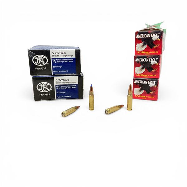 Assorted 5.7x28mm, 40 Grain Ammunition, 210 Rounds