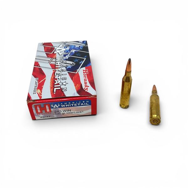 Hornady American Whitetail 243 Win, 100 Grain Interlock Ammunition, 20 Rounds