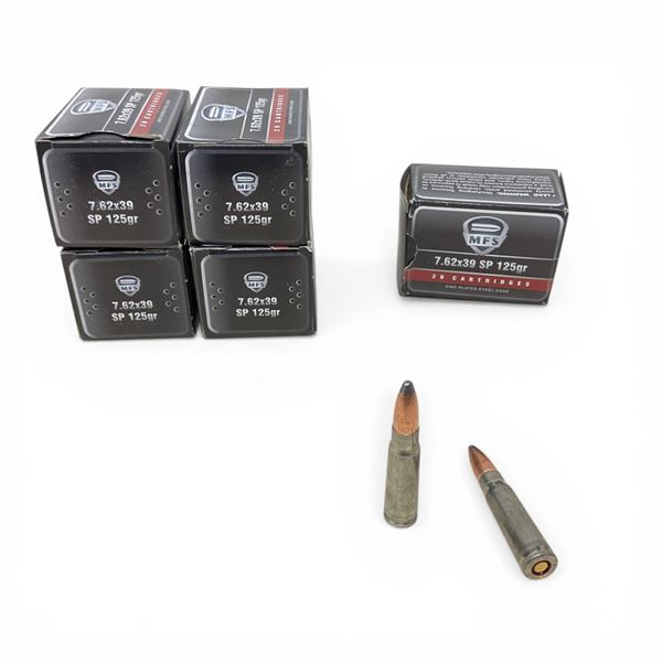 MFS 7.62x39, 125 Grain SP Ammunition, 100 Rounds