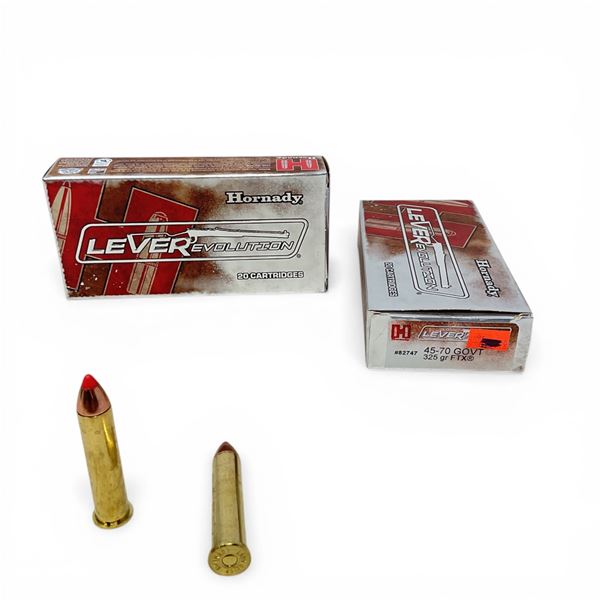 Hornady LeveRevolution 45-70 GOVT., 325 Grain FTX Ammunition, 30 Rounds and 10 Casings