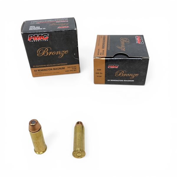 PMC Bronze 44 Rem Mag, 240 Grain TCSP Ammunition, 45 Rounds and 5 Casings