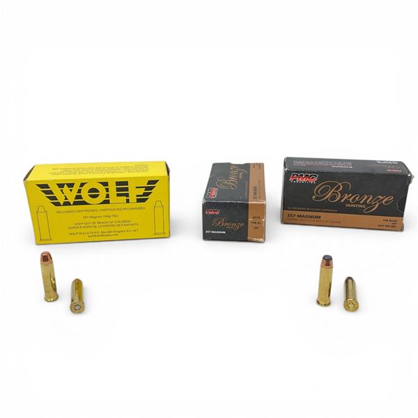PMC Bronze 357 Magnum, 158 Grain and Wolf 357 Magnum, 158 Grain Ammunition, 148 Rounds