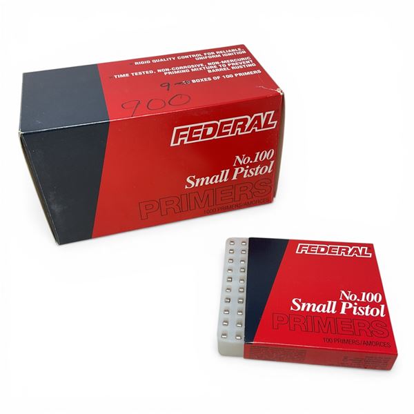 Federal #100 Small Pistol Primers, 900 Qty