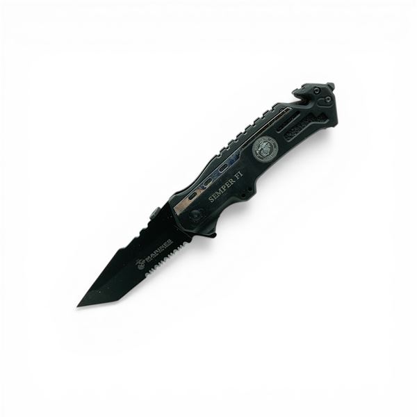 United States Marine Corps (USMC) 3.25" Folding Blade Knife with Glass Breaker and Belt Cutter