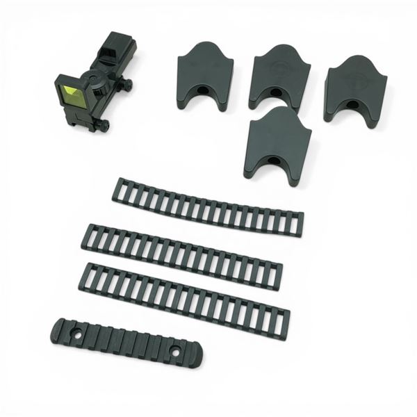 Red Dot Sight, Stack-On Cabinet Safe Scope Stands (X4 Qty), Firearm Rail and Rail Covers