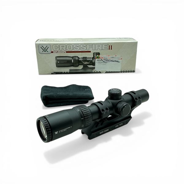 Vortex Crossfire II 1-4x24mm Scope, V-Plex Reticle on Weaver MSR 30mm USA 7075 Mount