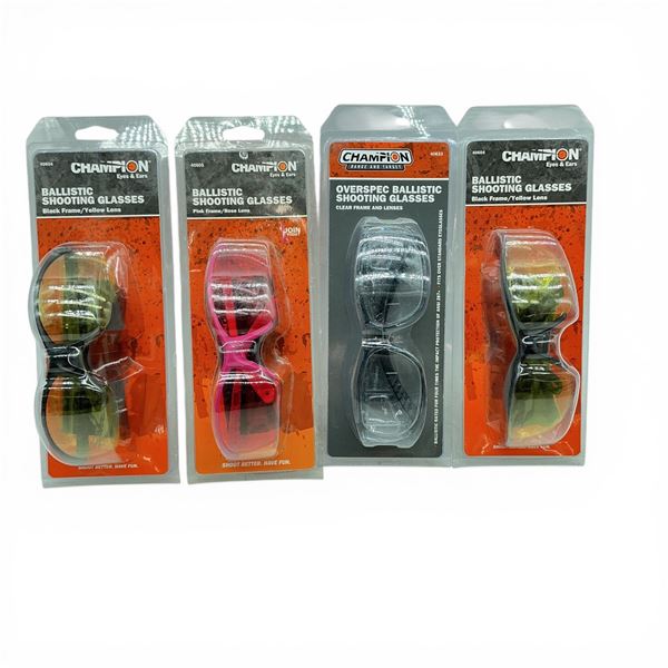Assorted Champion Ballistic Shooting Glasses X 4 Qty, New