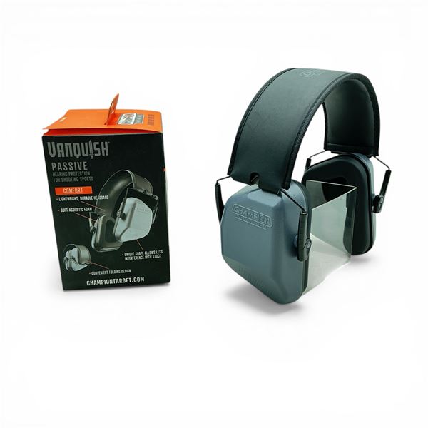 Champion Vanquish Passive Hearing Protection Ear Muffs, NRR 24, Grey, New