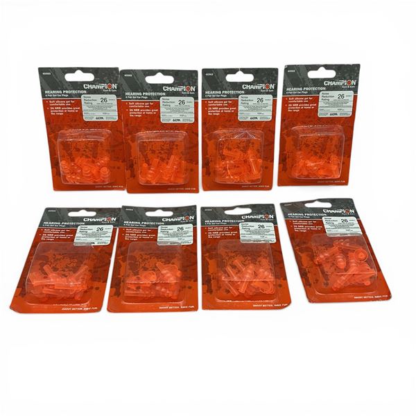 Champion Gel Ear Plug Hearing Protection, Orange, 4 Pack X 8 Qty, New
