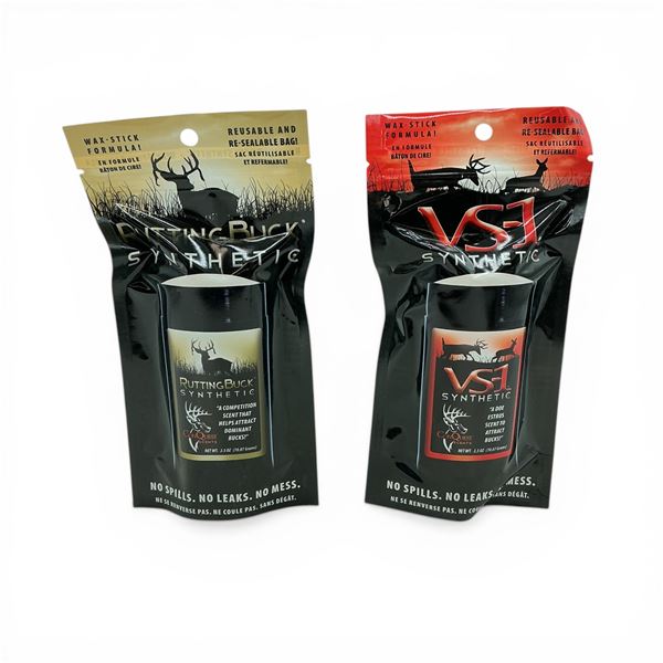 ConQuest Scents Rutting Buck Synthetic Wax Stick and VS-1 Synthetic Wax Stick, 2.5 oz, New