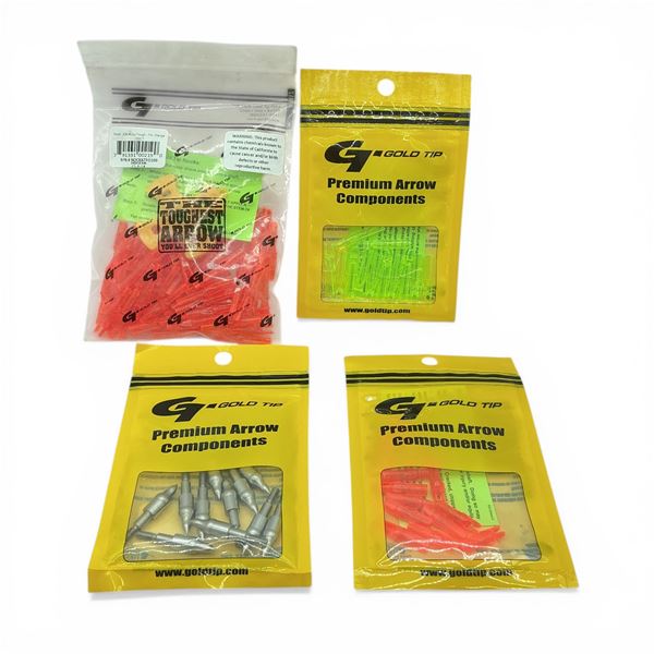 Assorted Gold Tip Nocks and Ez-Pull 125 Grain Field Tips, New