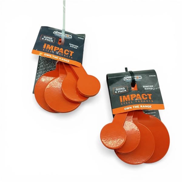 Champion Impact Steel Gong Rimfire Targets, Small 4 Size Variety Pack X 2 Qty, New