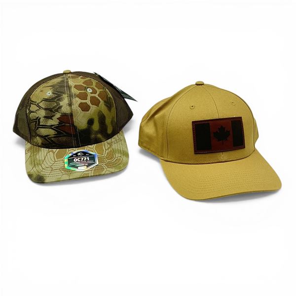 Outdoor Cap Canadian Flag Patch Hat, Tan, New and Kryptek Highlander Brown Mesh Back Hat, New