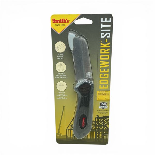 Smith's Edge Work-Site 3" Folding Blade Knife with Pocket Clip, New