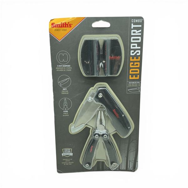 Smith's Edge Sport Combo: 3" Folding Blade Knife, Multi-Tool and 2-Step Sharpener, New