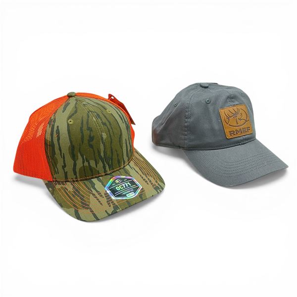 Outdoor Cap Mossy Oak/ Orange Mesh Back Hat, New and RMEF Grey Hat, New