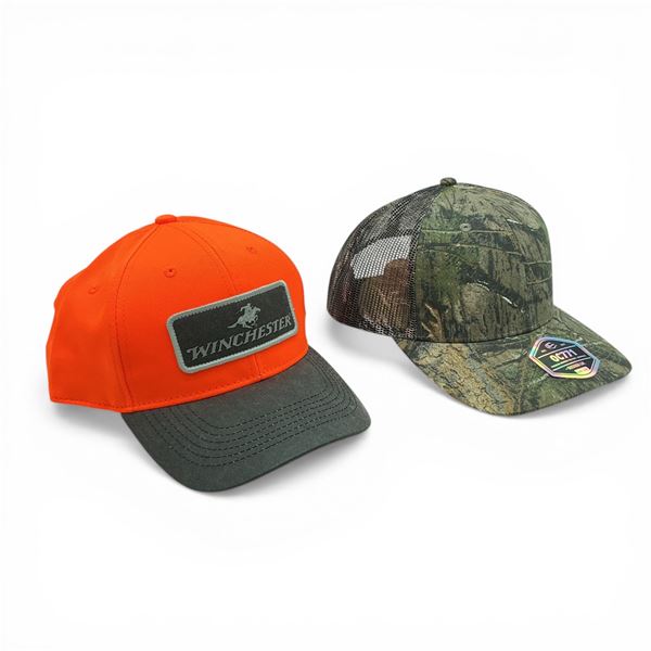 Winchester Blaze Orange Hat, New and Outdoor Cap Mossy Oak Camo Mesh Back Hat, New