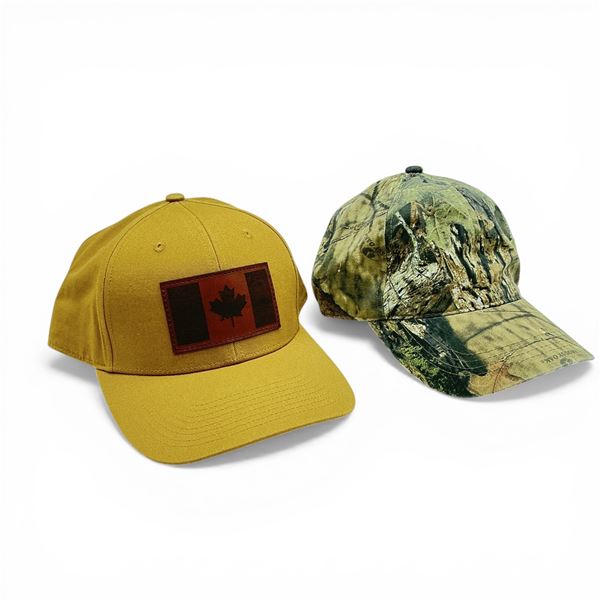 Outdoor Cap Canadian Flag Patch Hat, Tan, New and Mossy Oak Break-Up Camo Hat, New