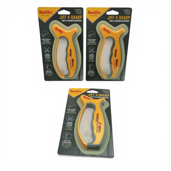 Smith's Jiff V-Sharp Knife and Scissors Sharpener X 3 Qty, New