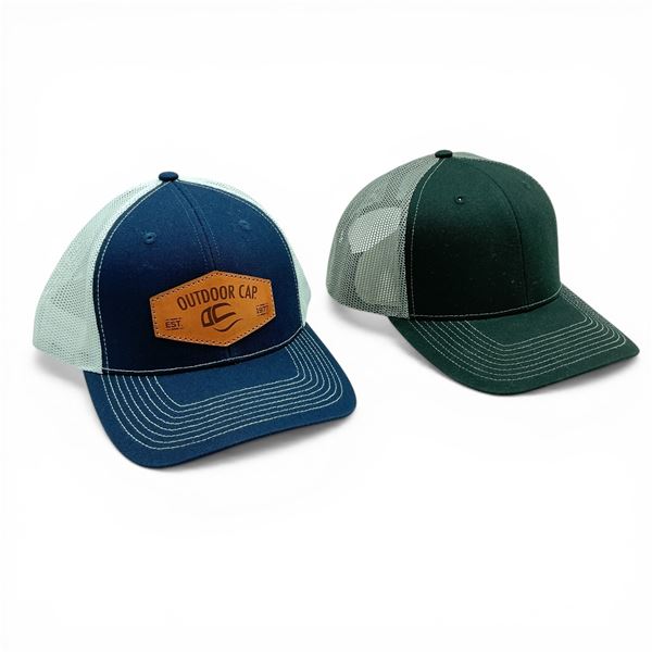 Outdoor Cap Black and Grey Mesh Back Hat, New and Outdoor Cap Blue and Grey Patch Mesh Back Hat, New