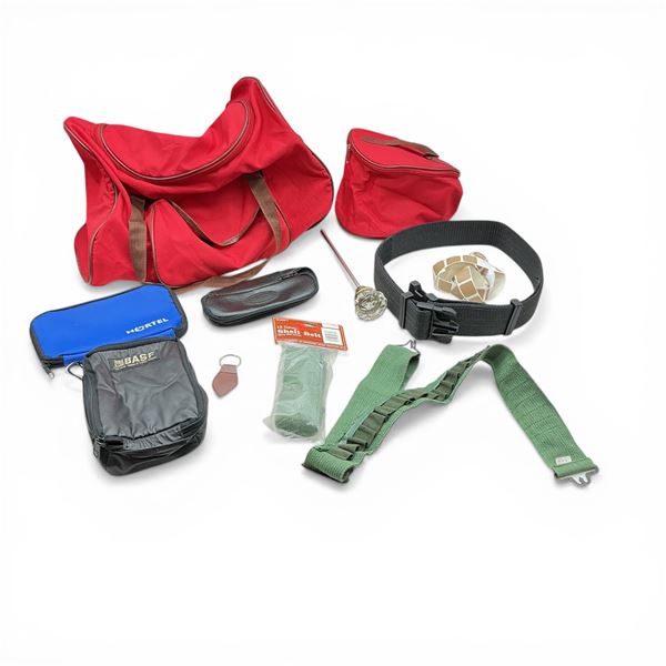 Assorted Cartridge Belts, Duty Belt (Size: M), Pouches, Target Patches and Door Knob