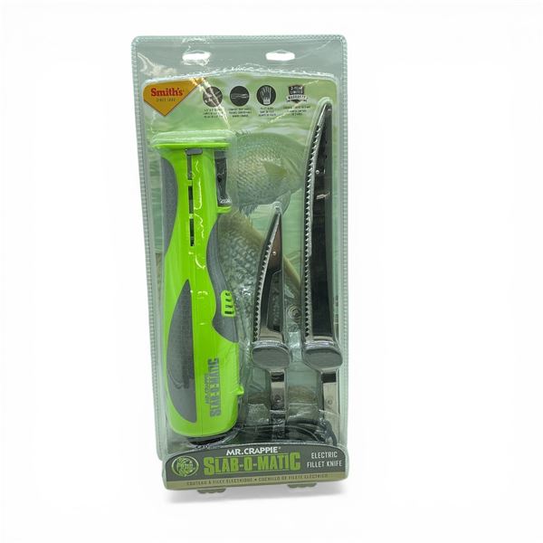 Smith's Mr. Crappie Slab-o-Matic Electronic Fillet Knife with 4.5" and 8" Blade, New